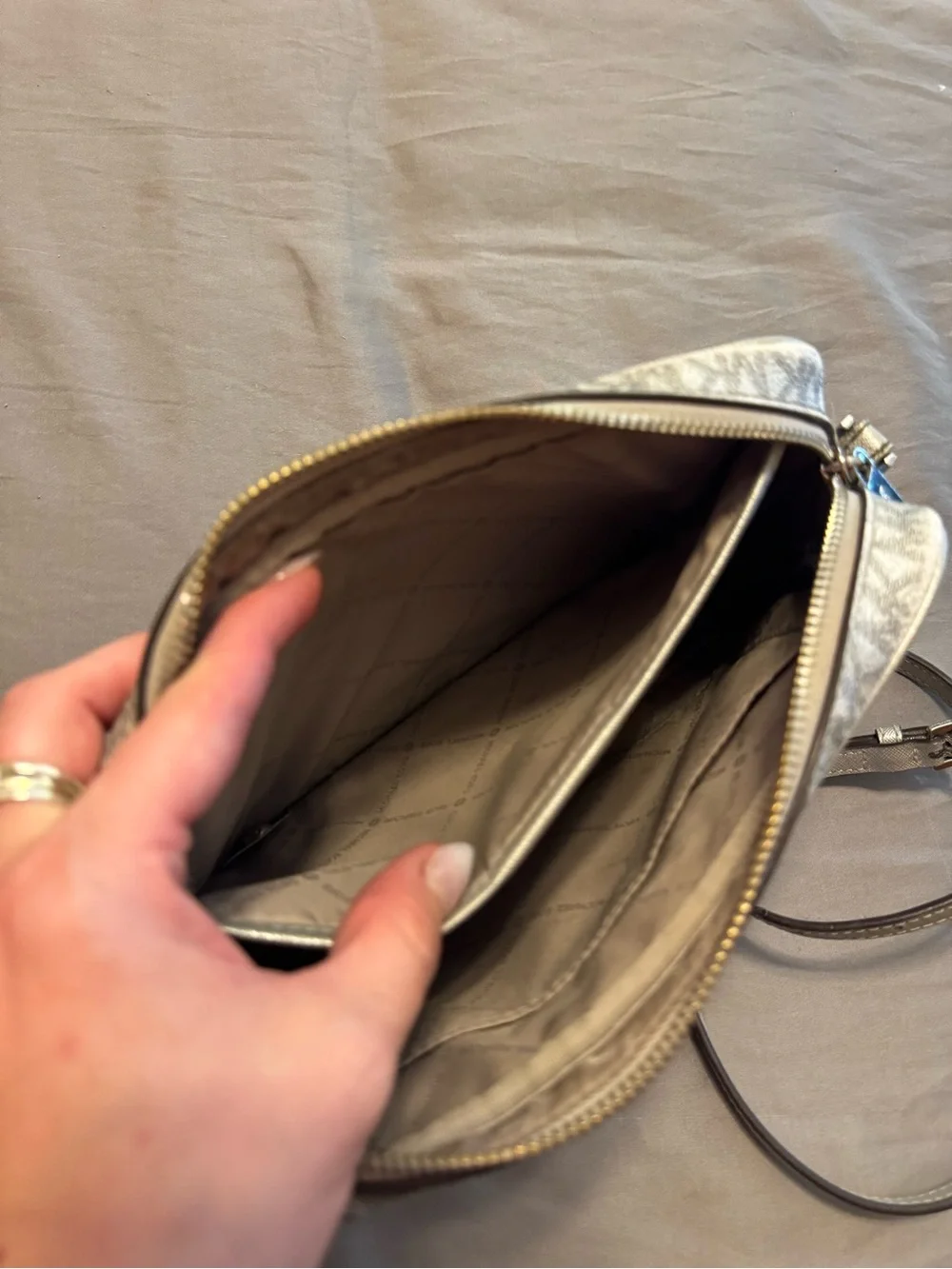 Michael Kors Silver Monogram Crossbody Bag